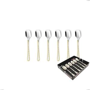 Confezione vetrina 6 pezzi gelato Galles oro, acciaio 18-10, oro 24 carati lucido, spessore 2 mm