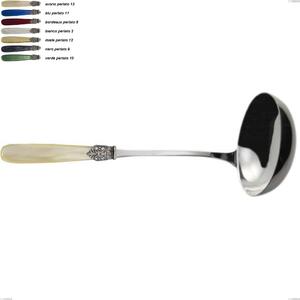 Mestolo georgian, Acciaio 18/10 AISI 304 Lucido manicatura acrilico perlato, lunghezza 269 mm