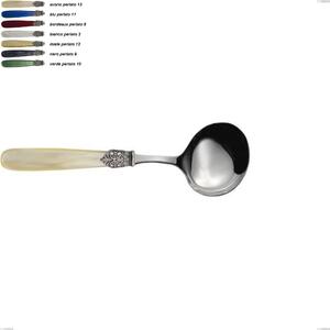 Cucchiaio salsa georgian, Acciaio 18/10 AISI 304 Lucido manicatura acrilico perlato, lunghezza 196 mm