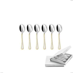 Confezione a libro 6 pezzi cucchiaini caff� Galles oro, acciaio 18-10, oro 24 carati lucido, spessore 2 mm