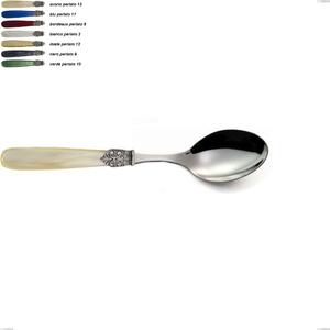 Cucchiaio tavola georgian, Acciaio 18/10 AISI 304 Lucido manicatura acrilico perlato, lunghezza 211 mm