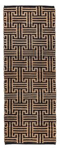 Passatoia nera/di colore naturale in misto iuta tessuta a mano 80x230 cm Meander Jute – Flair Rugs