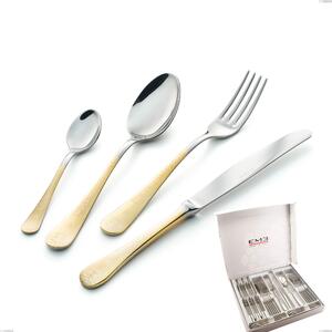 Cofanetto 24 pezzi Hermitage oro, acciaio 18-10, oro 24 carati lucido, spessore 2.5 mm