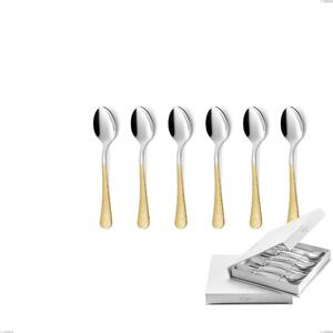 Confezione a libro 6 pezzi cucchiaini caff� Hermitage oro, acciaio 18-10, oro 24 carati lucido, spessore 2.5 mm