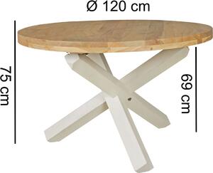 Tavolo da pranzo di design rotondo Ø 120 cm x 75 cm in acacia