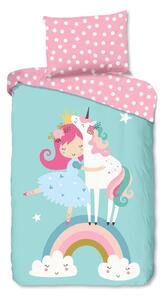 Set copripiumino e federa da bambini blu/rosa in cotone per letto singolo 140x200 cm Heaven – Good Morning