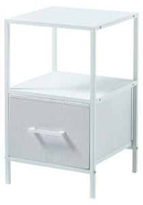 CASABEL Comodino, 30x30x50, bianco, Comodino bianco con cassetto di tessuto rigido, pratica e compatta