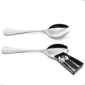 Confezione vetrina 2 pezzi insalata Impero Argento 8 micron, Acciaio inox Aisi 304 Finitura Argentata, spessore argento 8 micron, spessore posata 3 mm