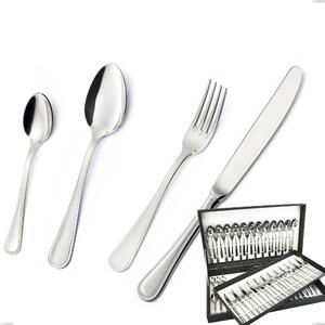 Astuccio 75 pezzi coltello manico vuoto Impero Argento 8 micron, Acciaio inox Aisi 304 Finitura Argentata, spessore argento 8 micron, spessore posata 3 mm