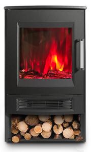 Clanmacy caminetto elettrico 900W/1800W caminetto elettrico a piantana con riscaldamento LED effetto fiamma nero