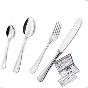 Astuccio 75 pezzi Impero Argento 8 micron, Acciaio inox Aisi 304 Finitura Argentata, spessore argento 8 micron, spessore posata 3 mm