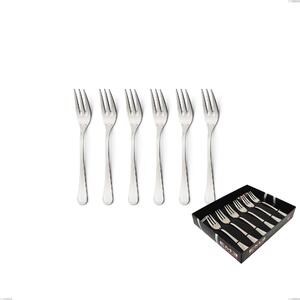 Confezione vetrina 6 pezzi forchettine dolce Impero Argento 8 micron, Acciaio inox Aisi 304 Finitura Argentata, spessore argento 8 micron, spessore posata 3 mm