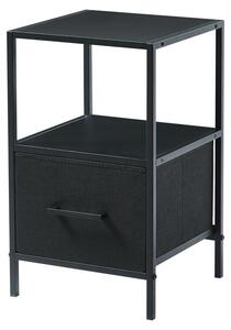 CASABEL Comodino, 30x30x50, nero, Comodino nero con cassetto di tessuto rigido, pratica e compatta, design pratico e resistente