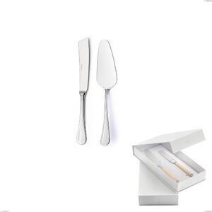 Confezione a libro 2 pezzi,paletta pi� coltello dolce da servizio Impero Argento 8 micron, Acciaio inox Aisi 304 Finitura Argentata, spessore argento 8 micron, spessore posata 3 mm