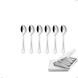 Confezione a libro 6 pezzi cucchiaini caff� Impero Argento 8 micron, Acciaio inox Aisi 304 Finitura Argentata, spessore argento 8 micron, spessore posata 3 mm