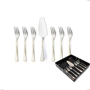 Confezione vetrina 7 pezzi dolce Impero oro, acciaio 18-10, oro 24 carati lucido, spessore 2.5 mm