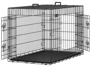 FEANDREA, gabbia per cani, 2 porte, metallo, nera, 122x74x80 cm