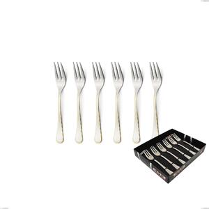 Confezione vetrina 6 pezzi forchettine dolce Impero oro, acciaio 18-10, oro 24 carati lucido, spessore 2.5 mm