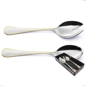 Confezione vetrina 2 pezzi insalata Impero oro, acciaio 18-10, oro 24 carati lucido, spessore 2.5 mm