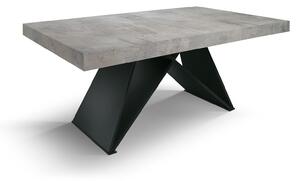 Tavolo moderno allungabile grigio cemento gambe nere 160x90x77 180x90x77