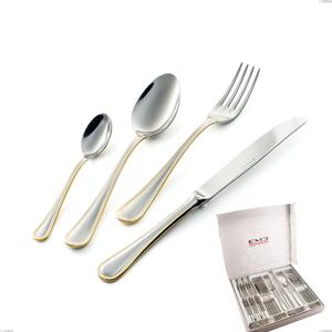Cofanetto 24 pezzi coltello economico Impero oro, acciaio 18-10, oro 24 carati lucido, spessore 2.5 mm