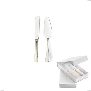 Confezione a libro 2 pezzi,paletta pi� coltello dolce da servizio Impero oro, acciaio 18-10, oro 24 carati lucido, spessore 2.5 mm