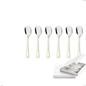 Confezione a libro 6 pezzi cucchiaini gelato Impero oro, acciaio 18-10, oro 24 carati lucido, spessore 2.5 mm