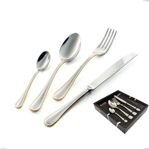 Confezione vetrina 24 pezzi Impero oro, acciaio 18-10, oro 24 carati lucido, spessore 2.5 mm