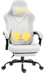 Sedia da gaming, sedia ergonomica, poltrona da gaming con poggiapiedi, capacità di carico fino a 150 kg, seduta beige con braccioli regolabili