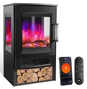 Caminetto elettrico Jopassy 900W/1800W Caminetto elettrico a piantana con riscaldamento a LED effetto fiamma nero