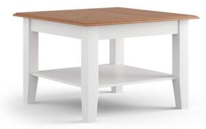 Tavolino quadrato shabby chic pino massello bicolore bianco rovere