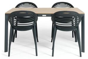 Set da pranzo da giardino per 4 persone con sedia Joanna nera e tavolo Thor, 147 x 90 cm Thor & Joanna - Bonami Selection