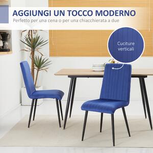 HOMCOM Set 2 Sedie da Cucina Imbottite in Tessuto Effetto Velluto con Design Salvaspazio, 43x58x90 cm