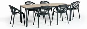 Set da pranzo da giardino per 6 persone con sedia Joanna nera e tavolo Thor, 210 x 90 cm Thor & Joanna - Bonami Selection