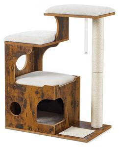 FEANDREA - Tiragraffi per gatti, 86 cm, stile vintage, realizzato in truciolato, colore marrone e bianco