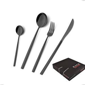 Set di posate 75 pezzi Kyoto Black in confezione regalo, Acciaio inox (Aisi 304) trattamento pvd acciaio lucido