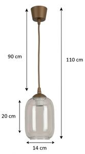 Brilagi - Lampada a sospensione LED su cavo R GLASS 1xE27/60W/230V diam. 14 cm marrone/grigio fumé