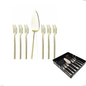 Confezione vetrina 7 pezzi dolce Kyoto Origami Tin Gold, Acciaio inox (Aisi 304) trattamento pvd acciaio lucido
