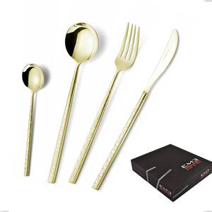 Set di posate 75 pezzi Kyoto Origami Tin Gold in confezione regalo, Acciaio inox (Aisi 304) trattamento pvd acciaio lucido