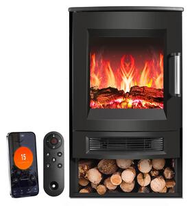 Jopassy caminetto elettrico 900W/1800W a piantana con ventilatore riscaldatore telecomando effetto fiamma LED