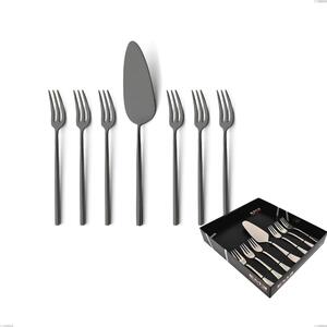 Confezione vetrina 7 pezzi dolce Kyoto Sabbiato Black, Acciaio inox (Aisi 304) inox sabbiato- posate