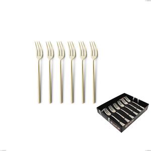 Confezione vetrina 6 pezzi forchettine dolce Kyoto Sabbiato Champagne, Acciaio inox (Aisi 304) inox sabbiato