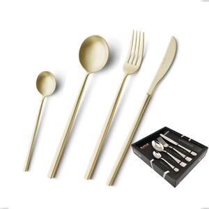 Confezione vetrina 24 pezzi Kyoto Sabbiato Champagne, Acciaio inox (Aisi 304) inox sabbiato- posate