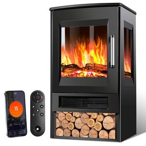 Caminetto elettrico Jopassy 900W/1800W elettrico a piantana con telecomando effetto fiamma LED