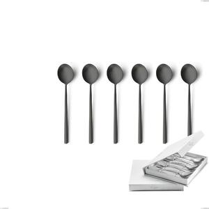 Confezione a libro 6 pezzi cucchiaini caff� Kyoto Sabbiato Black, Acciaio inox (Aisi 304) inox sabbiato