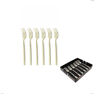 Confezione vetrina 6 pezzi forchettine dolce Kyoto Tin Gold, Acciaio inox (Aisi 304) trattamento pvd acciaio lucido