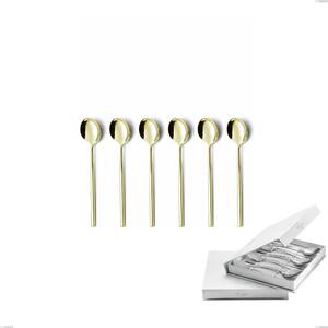 Confezione a libro 6 pezzi cucchiaini caff� Kyoto Tin Gold, Acciaio inox (Aisi 304) trattamento pvd acciaio lucido