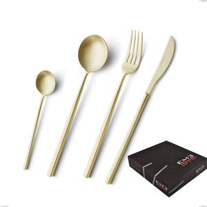 Set di posate 75 pezzi Kyoto Sabbiato Champagne in confezione regalo, Acciaio inox (Aisi 304) inox sabbiato