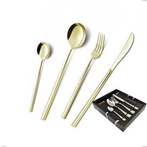 Confezione vetrina 24 pezzi Kyoto Tin Gold, Acciaio inox (Aisi 304) trattamento pvd acciaio lucido