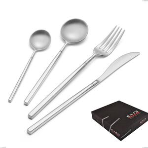 Set di posate 75 pezzi Kyoto Sabbiato in confezione regalo, Acciaio inox (Aisi 304) inox sabbiato